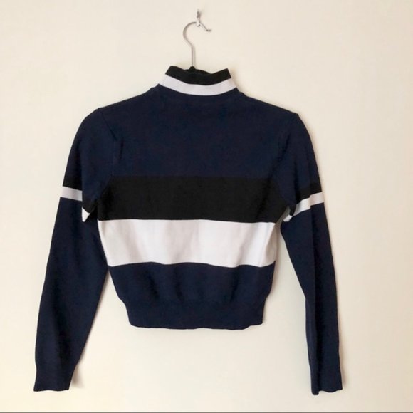 Zara Blue Black and White Mock Turtleneck Sweater - Picture 2 of 4